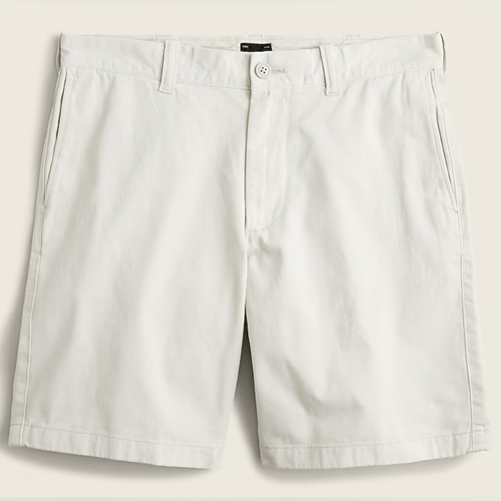 J. Crew Men's Cream and white Flat Front Stretch Shorts size 31 inseam 9